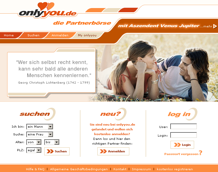 Webportal Entwicklung Partnerbörse onlyyou Webportal Entwicklung Partnerbörse onlyyou