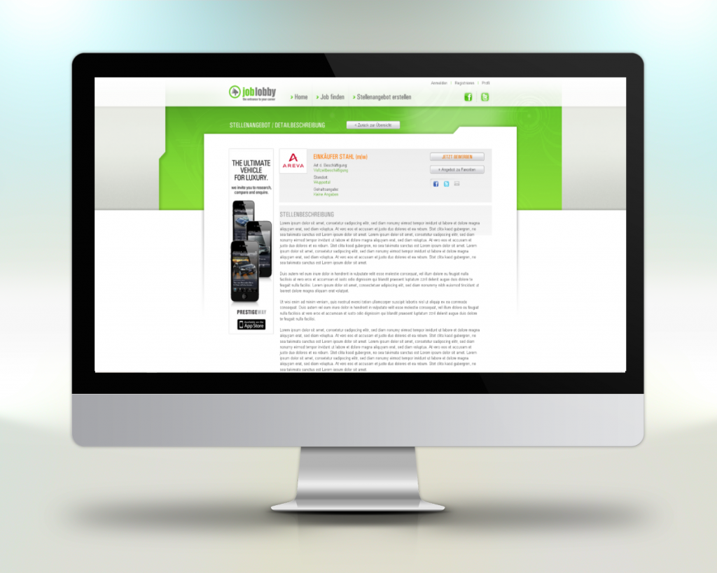 joblobby2 Beispiel Webportal Entwicklung Projekt Joblobby