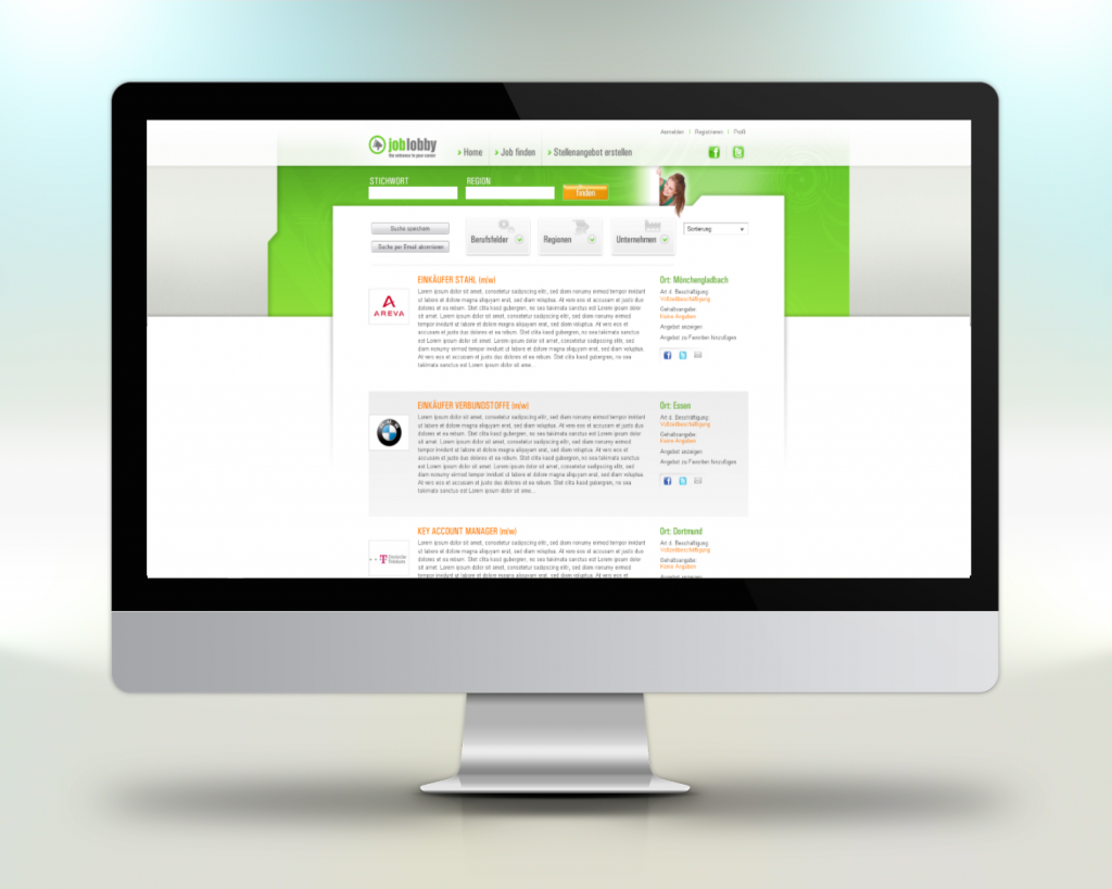 joblobby3 Beispiel Webportal Programmierung Projekt Joblobby